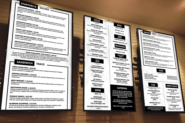Restaurant digital menu boards