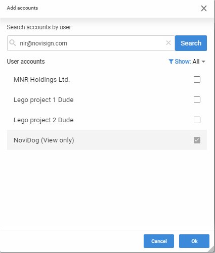 Playlist - choose user and account