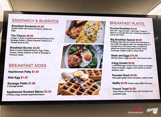 Digital signage menu boards