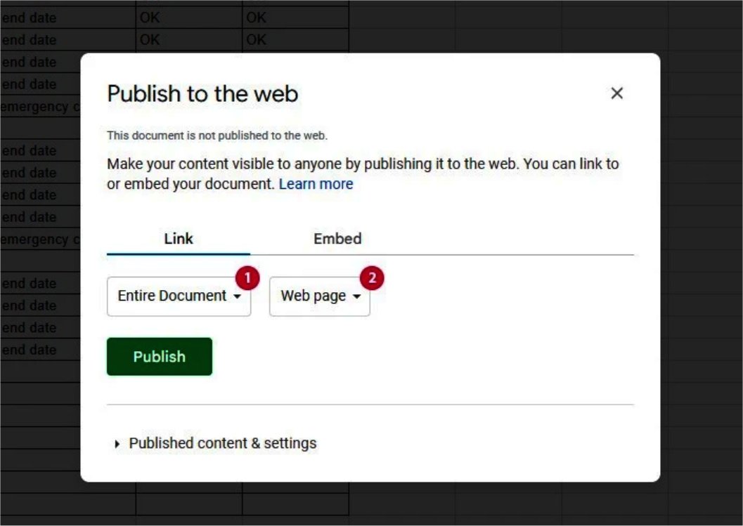 Publish to web
