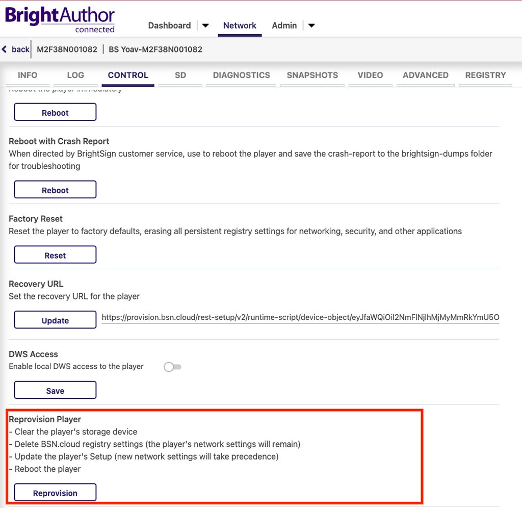 BrightSign reprovision player