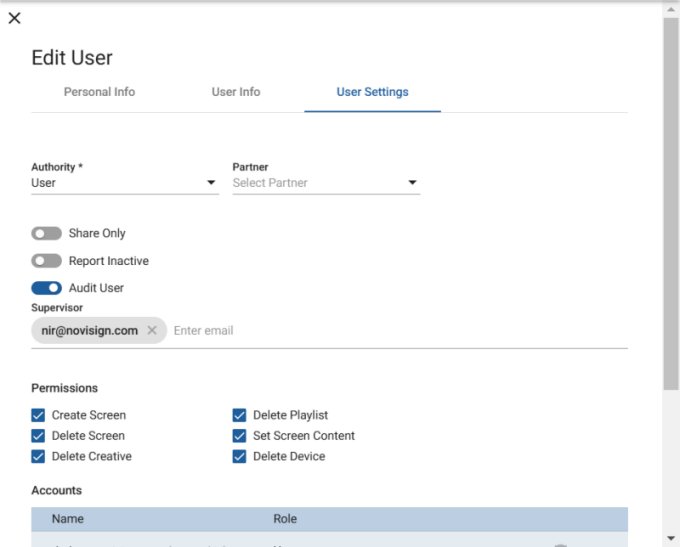 Audit user admin