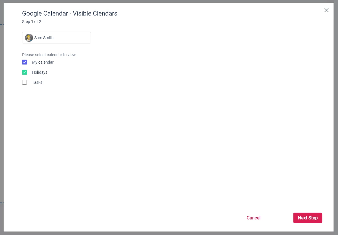 Calendar widget