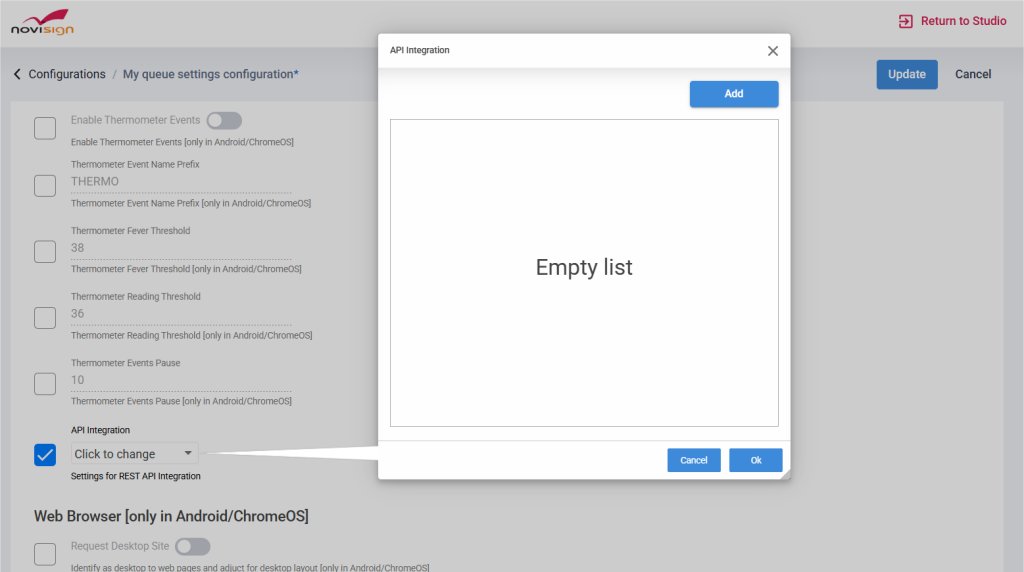 Configuration API settings