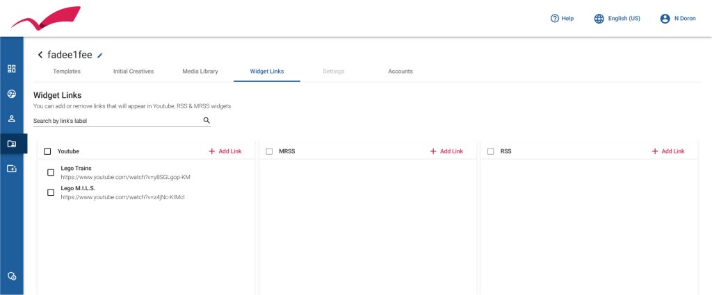 Flavor widget links