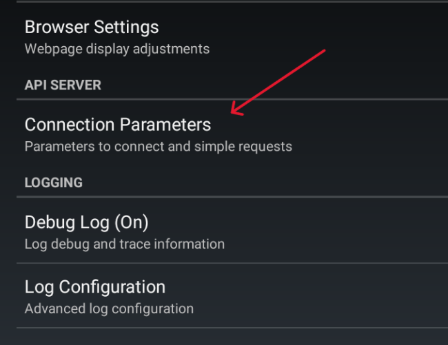 Connection parameters
