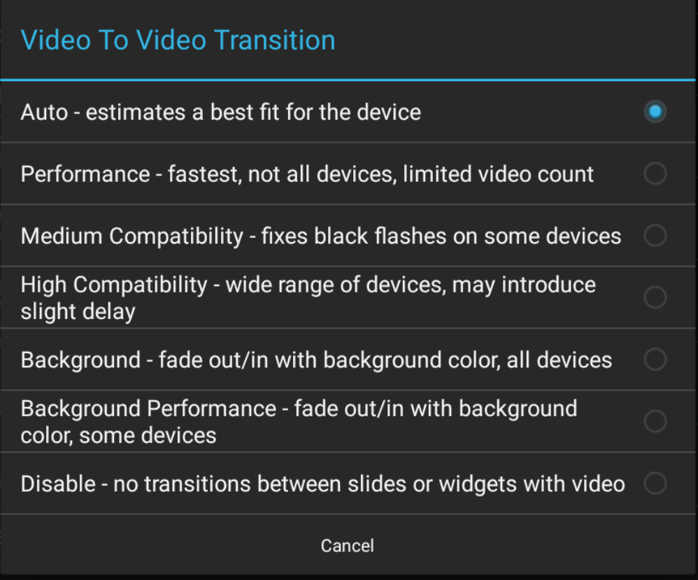 Video to video transition