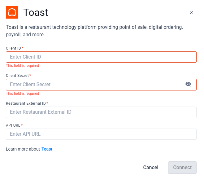 Toast integration