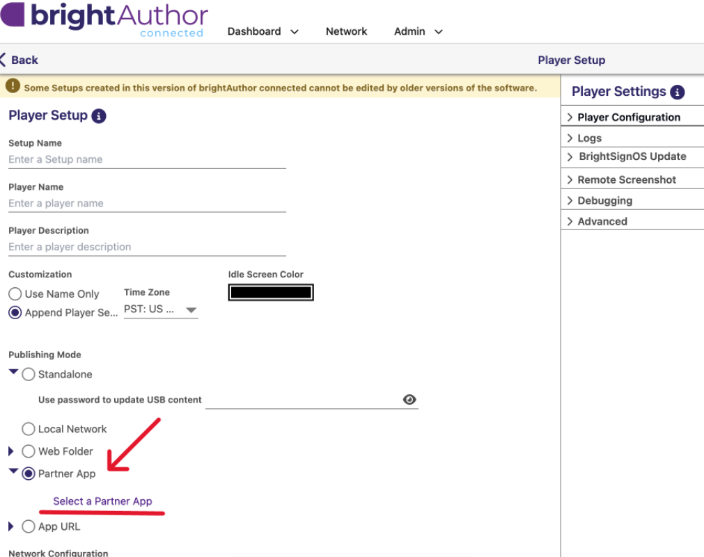 New Setup form in BSN.Cloud